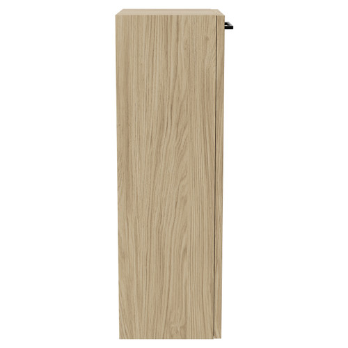 Napoli Light Oak 350mm Wall Mounted Side Cabinet with Single Door and Matt Black Handle Side View
