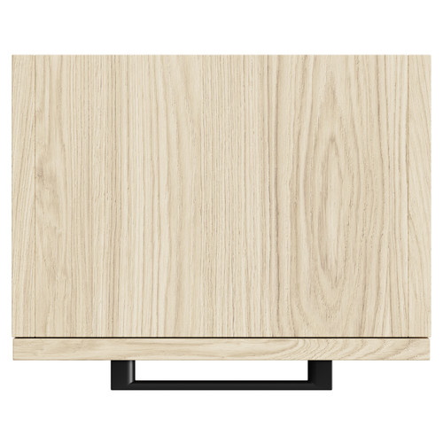 Napoli Light Oak 350mm Wall Mounted Side Cabinet with Single Door and Matt Black Handle Top Down View