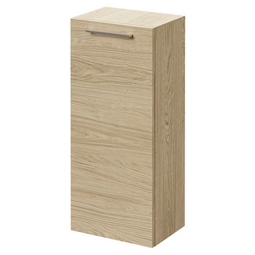 Napoli Light Oak 350mm Wall Mounted Side Cabinet with Single Door and Polished Chrome Handle Right Hand View