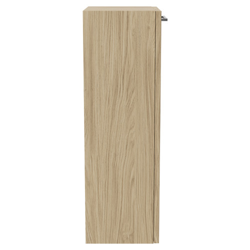 Napoli Light Oak 350mm Wall Mounted Side Cabinet with Single Door and Polished Chrome Handle Side View