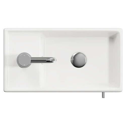 Napoli Compact Light Oak 400mm Floor Standing Vanity Unit with 1 Tap Hole Basin and Single Door with Polished Chrome Handle Top Down View