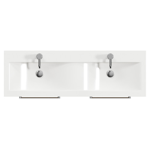 Napoli Light Oak 1200mm Floor Standing Vanity Unit with Ceramic Double Basin and 4 Drawers with Polished Chrome Handles Top Down View