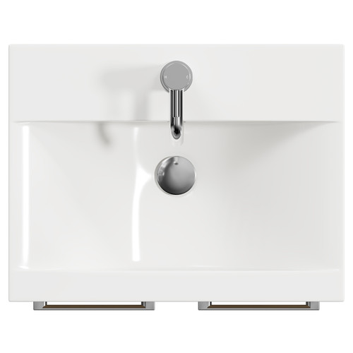 Napoli Light Oak 500mm Floor Standing Vanity Unit with 1 Tap Hole Basin and 2 Doors with Polished Chrome Handles Top Down View