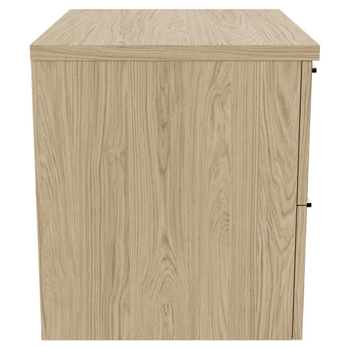 Napoli Light Oak 600mm Wall Mounted Vanity Unit for Countertop Basins with 2 Drawers and Polished Chrome Handles Side View