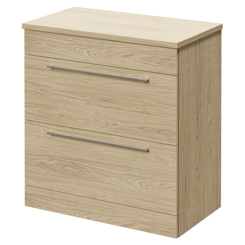 Napoli Light Oak 800mm Floor Standing Vanity Unit for Countertop Basins with 2 Drawers and Polished Chrome Handles Right Hand View