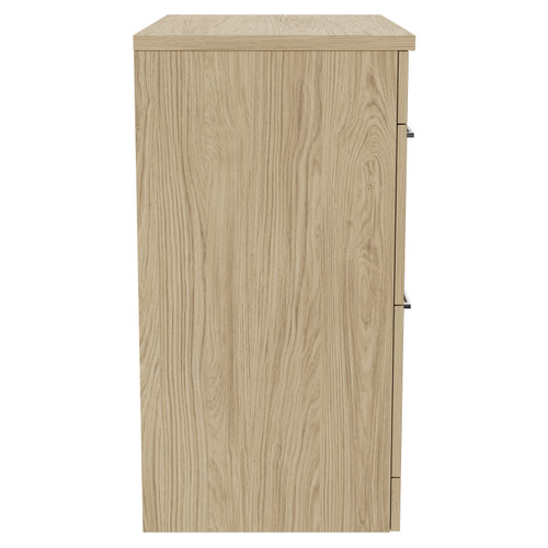 Napoli Light Oak 800mm Floor Standing Vanity Unit for Countertop Basins with 2 Drawers and Polished Chrome Handles Side View