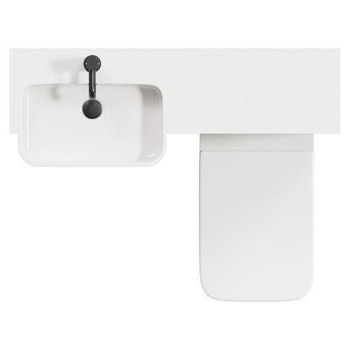 Napoli Combination Light Oak 1000mm Vanity Unit Toilet Suite with Left Hand Round Semi Recessed 1 Tap Hole Basin and 2 Doors with Gunmetal Grey Handles Top Down View