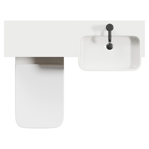 Napoli Combination Light Oak 1000mm Vanity Unit Toilet Suite with Right Hand Round Semi Recessed 1 Tap Hole Basin and 2 Doors with Gunmetal Grey Handles Top Down View