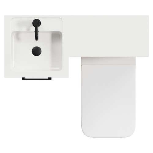Napoli Combination Light Oak 900mm Vanity Unit Toilet Suite with Left Hand L Shaped 1 Tap Hole Basin and Single Door with Matt Black Handle Top Down View