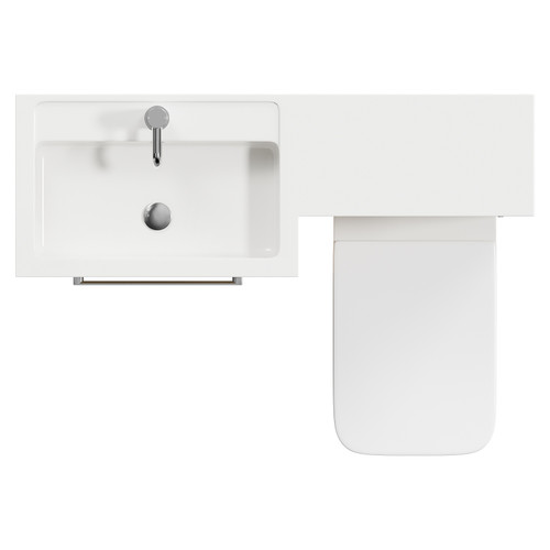 Napoli 390 Combination Light Oak 1100mm Vanity Unit Toilet Suite with Left Hand L Shaped 1 Tap Hole Basin and 2 Drawers with Polished Chrome Handles Top Down View