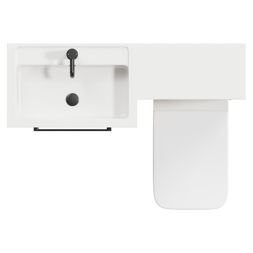 Napoli 390 Combination Light Oak 1100mm Vanity Unit Toilet Suite with Left Hand L Shaped 1 Tap Hole Basin and 2 Drawers with Gunmetal Grey Handles Top Down View