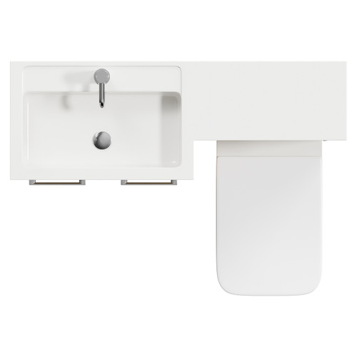 Napoli 390 Combination Light Oak 1100mm Vanity Unit Toilet Suite with Left Hand L Shaped 1 Tap Hole Basin and 2 Doors with Polished Chrome Handles Top Down View