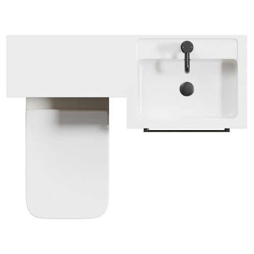 Napoli Combination Light Oak 1000mm Vanity Unit Toilet Suite with Right Hand L Shaped 1 Tap Hole Basin and 2 Drawers with Gunmetal Grey Handles Top Down View