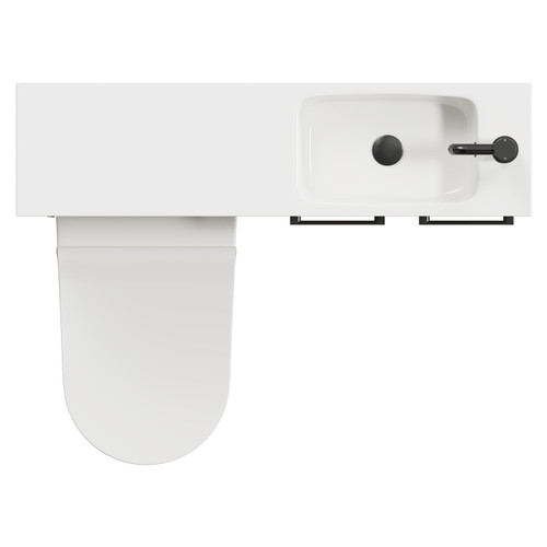 Napoli Combination Light Oak 1000mm Vanity Unit Toilet Suite with Slimline 1 Tap Hole Round Basin and 2 Doors with Gunmetal Grey Handles Top Down View