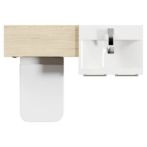 Napoli Cento Light Oak 1100mm Vanity Unit Toilet Suite with 1 Tap Hole Basin and 2 Doors with Polished Chrome Handles Top Down View