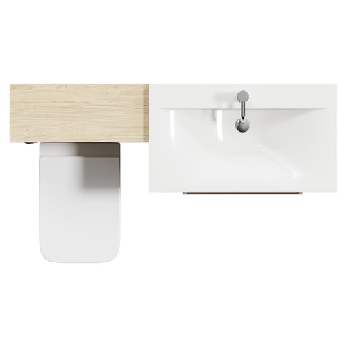 Napoli Cento Light Oak 1400mm Vanity Unit Toilet Suite with 1 Tap Hole Basin and 2 Drawers with Polished Chrome Handles Top Down View