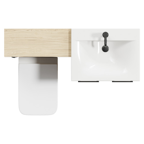 Napoli Cento Light Oak 1200mm Vanity Unit Toilet Suite with 1 Tap Hole Basin and 2 Doors with Gunmetal Grey Handles Top Down View