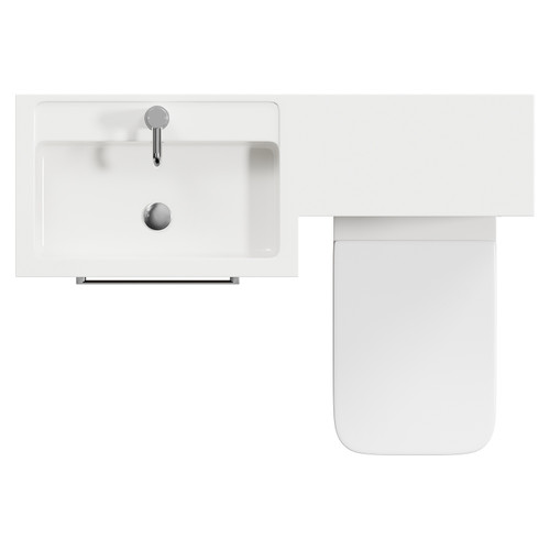 Napoli 390 Combination Brown Oak 1100mm Vanity Unit Toilet Suite with Left Hand L Shaped 1 Tap Hole Basin and 2 Drawers with Polished Chrome Handles Top View