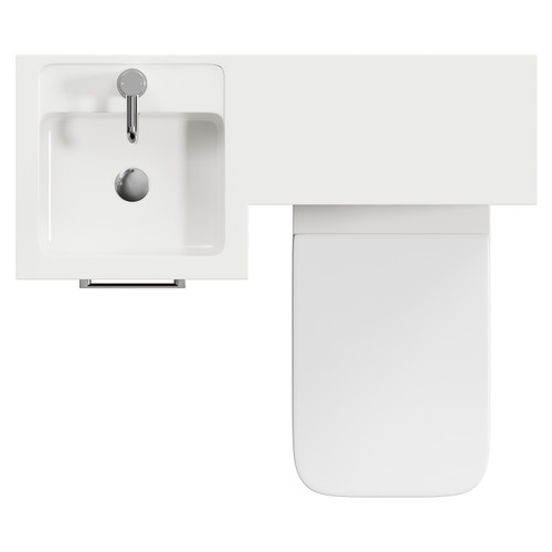 Napoli Combination Brown Oak 900mm Vanity Unit Toilet Suite with Left Hand L Shaped 1 Tap Hole Basin and Single Door with Polished Chrome Handle Top View