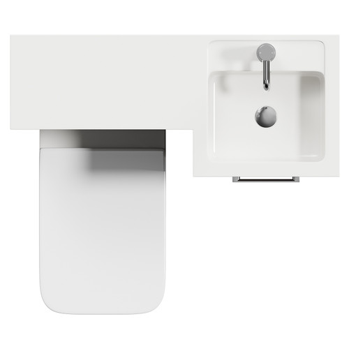 Napoli Combination Brown Oak 900mm Vanity Unit Toilet Suite with Right Hand L Shaped 1 Tap Hole Basin and Single Door with Polished Chrome Handle Top View