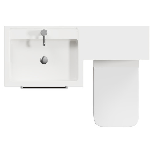 Napoli Combination Brown Oak 1100mm Vanity Unit Toilet Suite with Left Hand L Shaped 1 Tap Hole Basin and 2 Drawers with Polished Chrome Handles Top View