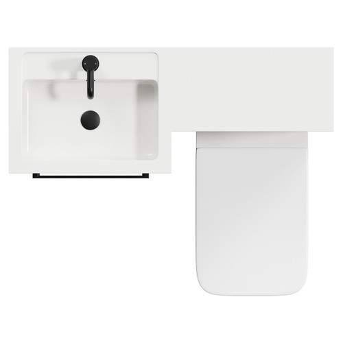 Napoli Combination Brown Oak 1000mm Vanity Unit Toilet Suite with Left Hand L Shaped 1 Tap Hole Basin and 2 Drawers with Matt Black Handles Top View