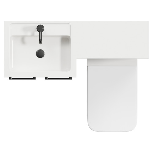 Napoli Combination Brown Oak 1000mm Vanity Unit Toilet Suite with Left Hand L Shaped 1 Tap Hole Basin and 2 Doors with Gunmetal Grey Handles Top View