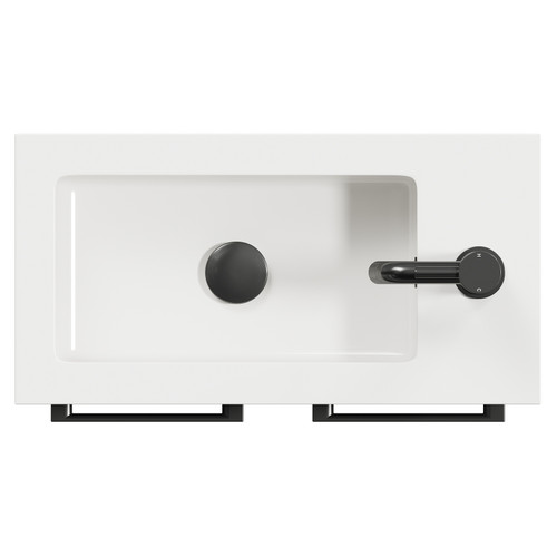 Napoli Brown Oak 500mm Slimline Floor Standing 2 Door Vanity Unit with Basin and Gunmetal Grey Handles Top View