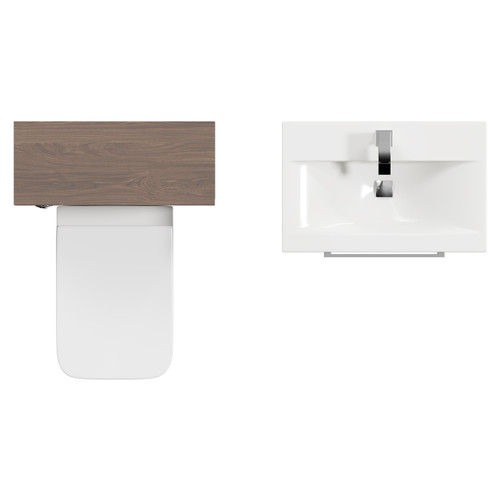 Napoli Cento 390 Brown Oak 1200mm Vanity Unit Toilet Suite with 1 Tap Hole Basin and 2 Drawers with Polished Chrome Handles Top View