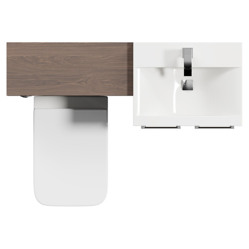 Napoli Cento Brown Oak 1100mm Vanity Unit Toilet Suite with 1 Tap Hole Basin and 2 Doors with Polished Chrome Handles Top View