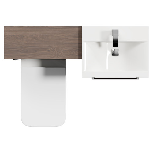 Napoli Cento Brown Oak 1100mm Vanity Unit Toilet Suite with 1 Tap Hole Basin and 2 Drawers with Polished Chrome Handles Top View