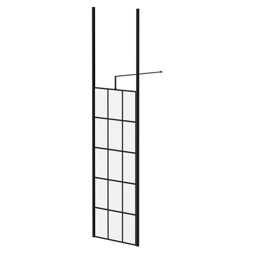 Colore 8mm Clear Glass Matt Black Crittall Frame 1950mm x 760mm Walk In Shower Screen including Ceiling Posts Right Hand View