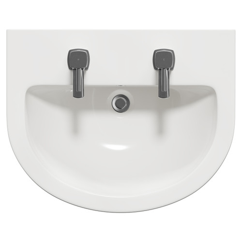 Ideal 560mm Basin with 2 Tap Holes and Full Pedestal Top View