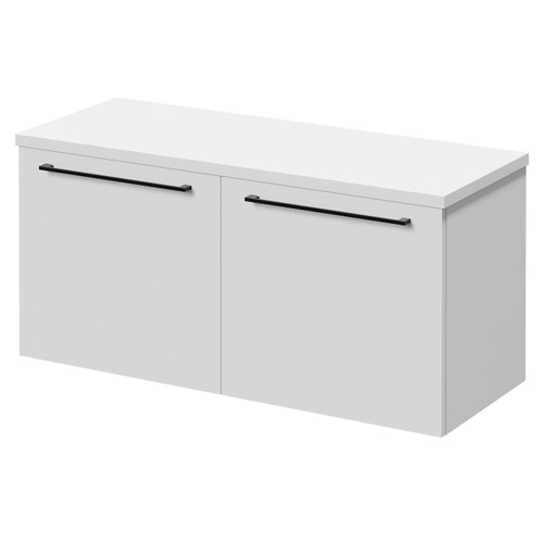 Napoli Gloss White 1000mm Wall Mounted Vanity Unit for Countertop Basins with 2 Drawers and Colore Matt Black Handles Right Hand View