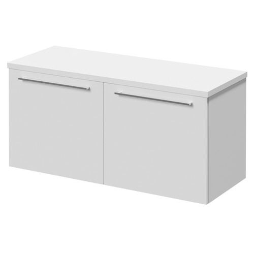 Napoli Gloss White 1000mm Wall Mounted Vanity Unit for Countertop Basins with 2 Drawers and Chrome Handles Right Hand View