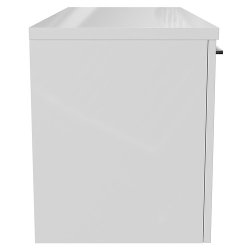 Napoli Gloss White 1000mm Wall Mounted Vanity Unit for Countertop Basins with 2 Drawers and Chrome Handles Side View