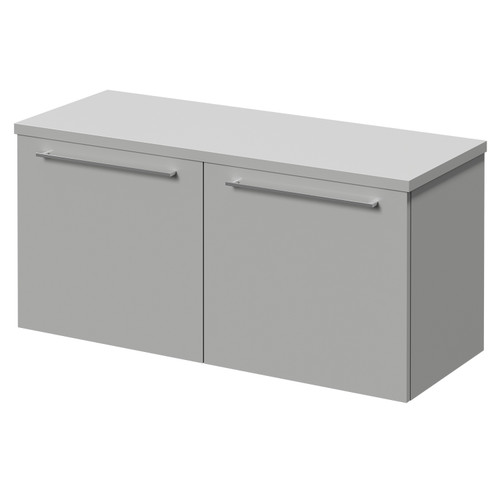 Napoli Gloss Grey Pearl 1000mm Wall Mounted Vanity Unit for Countertop Basins with 2 Drawers and Chrome Handles Right Hand View