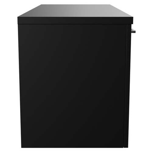 Napoli Matt Black 1000mm Wall Mounted Vanity Unit for Countertop Basins with 2 Drawers and Chrome Handles Side View