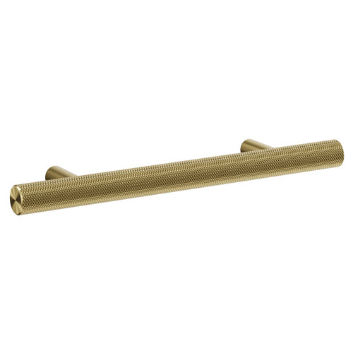 Cedar Brushed Brass 96mm Knurled Bar Furniture Handle Left Hand View
