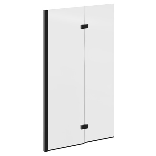 Ocho Colore Matt Black 875mm Left Hand Two Panel Infold Bath Shower Screen Left Hand View