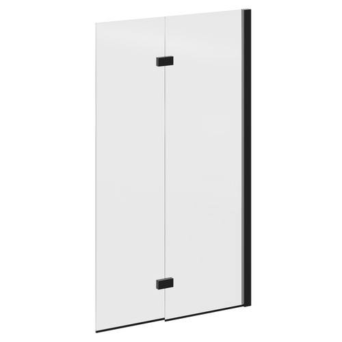 Ocho Colore Matt Black 875mm Right Hand Two Panel Infold Bath Shower Screen Left Hand View