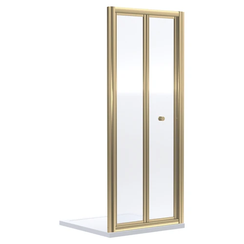 Niva 6 Brushed Brass 700mm Bi-Fold Shower Door Front View
