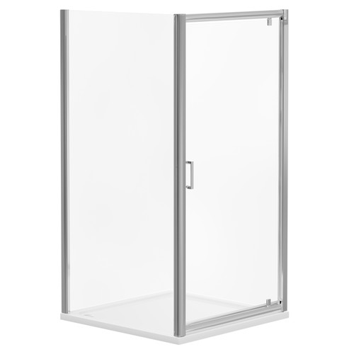 Niva 6 Chrome 800mm x 760mm Pivot Door Shower Enclosure Left Hand View