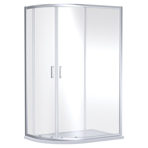 Niva 6 Chrome 900mm x 760mm 2 Door Offset Quadrant Shower Enclosure Front View