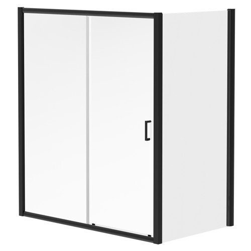 Niva 6 Matt Black 1700mm x 700mm Sliding Door Shower Enclosure Right Hand View