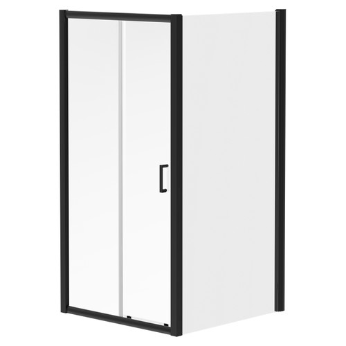 Niva 6 Matt Black 1100mm x 760mm Sliding Door Shower Enclosure Right Hand View
