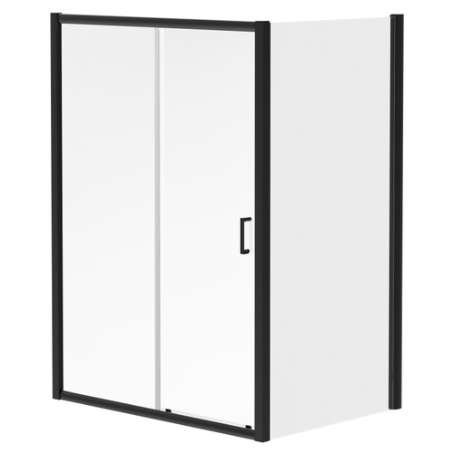 Niva 6 Matt Black 1400mm x 760mm Sliding Door Shower Enclosure Right Hand View