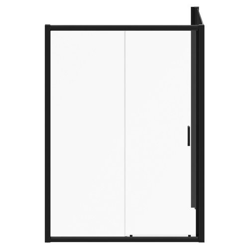 Niva 6 Matt Black 1400mm x 760mm Sliding Door Shower Enclosure Front View
