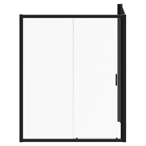 Niva 6 Matt Black 1600mm x 760mm Sliding Door Shower Enclosure Front View