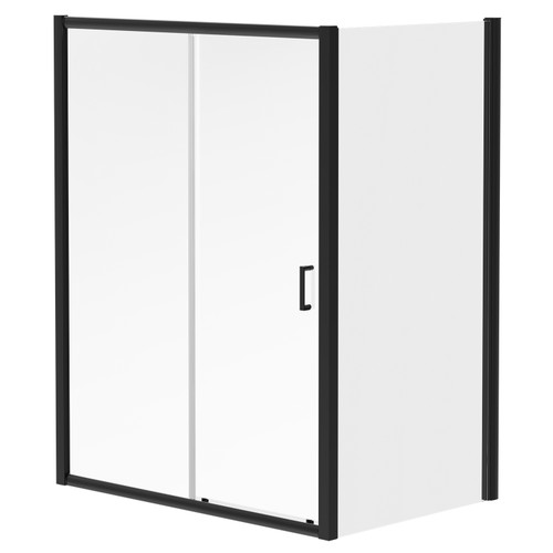 Niva 6 Matt Black 1500mm x 1000mm Sliding Door Shower Enclosure Right Hand View